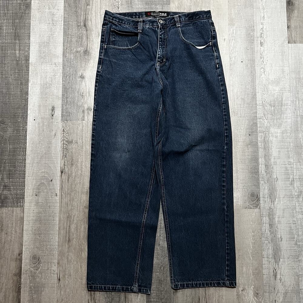 VTG Southpole Baggy Wide Leg Jeans Dark Wash Hip Hop Skater Size 38